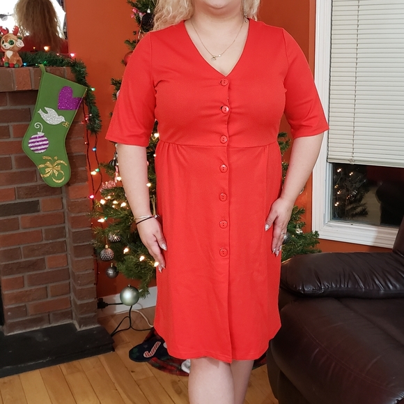 Vero Moda Dresses & Skirts - Vero Moda Red Button-Down Fit and Flare Dress